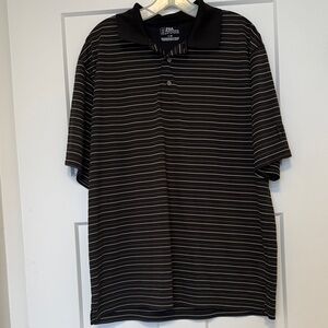 PGA Tour Black and White Striped Polo Shirt